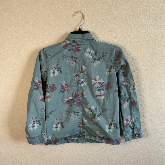 OshKosh B'Gosh Girls Green Floral 100% Cotton Denim Jacket Size 12 - Picture 5 of 5